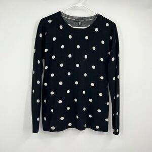 Womens Saks Fifth Avenue 100% Cashmere Sweater Black White Polka Dot Classy
